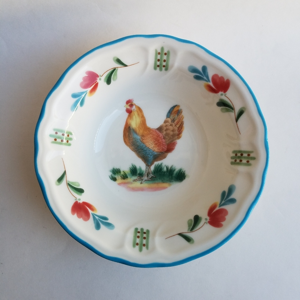 Epoch Collection chicken hen bowl white teal